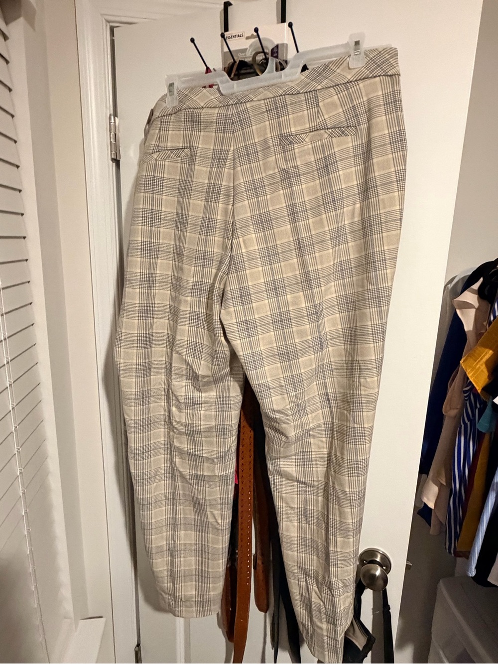 Women’s Plaid Dress Pants in Beige - Classic Tailored Fit